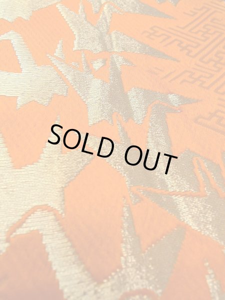 Photo8: O0207C Vintage Japanese Kimono   Green HANHABA OBI half width sash Flower Silk. (Grade B) (8)