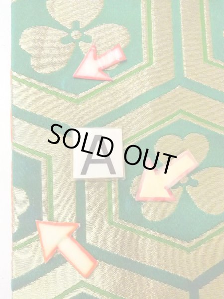 Photo11: O0207C Vintage Japanese Kimono   Green HANHABA OBI half width sash Flower Silk. (Grade B) (11)