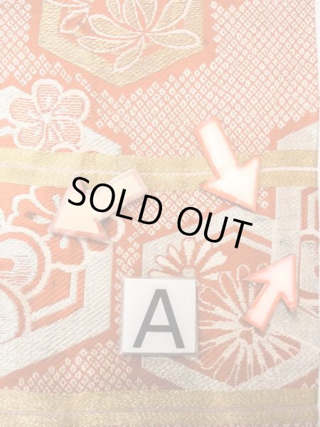 Photo11: O0207E Vintage Japanese Kimono   Orange HANHABA OBI half width sash SAKURA cherry blossom Silk. (Grade C) (11)