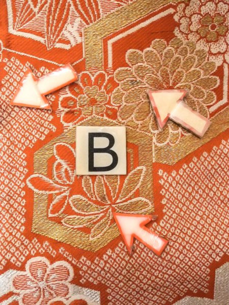 Photo12: O0207E Vintage Japanese Kimono   Orange HANHABA OBI half width sash SAKURA cherry blossom Silk. (Grade C) (12)