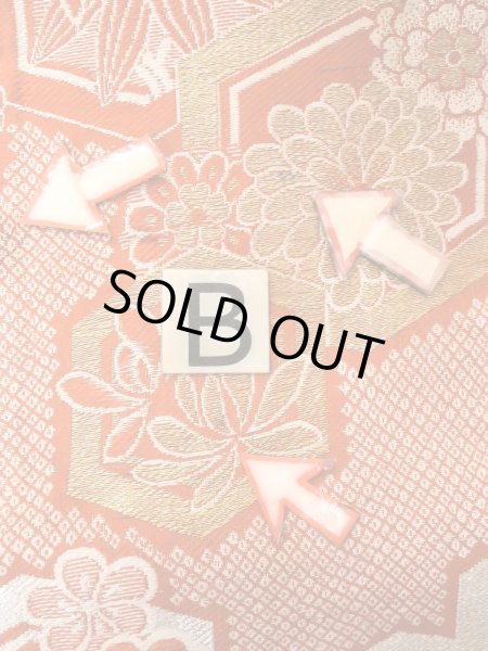 Photo12: O0207E Vintage Japanese Kimono   Orange HANHABA OBI half width sash SAKURA cherry blossom Silk. (Grade C) (12)