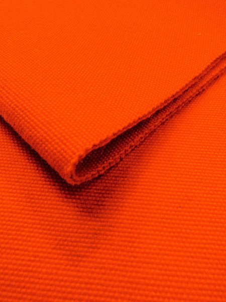 Photo5: O0207F Vintage Japanese Kimono  Vivid Vermilion HANHABA OBI half width sash  Wool. (Grade B) (5)