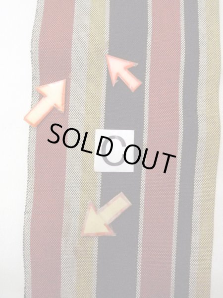 Photo12: O0207G Vintage Japanese Kimono   Multi Color HANHABA OBI half width sash Stripes Cotton. (Grade B) (12)
