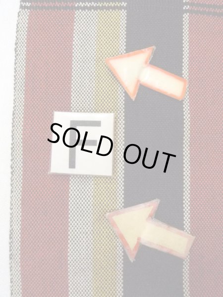 Photo15: O0207G Vintage Japanese Kimono   Multi Color HANHABA OBI half width sash Stripes Cotton. (Grade B) (15)