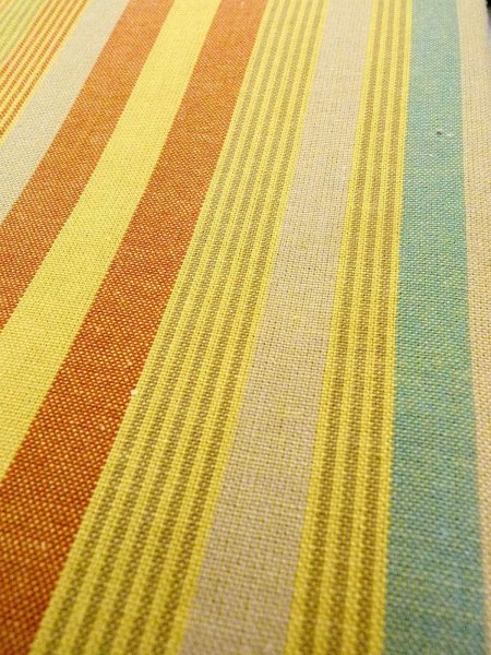 Photo6: O0207H Vintage Japanese Kimono Pale Grayish Multi Color HANHABA OBI half width sash Stripes Cotton. (Grade B) (6)