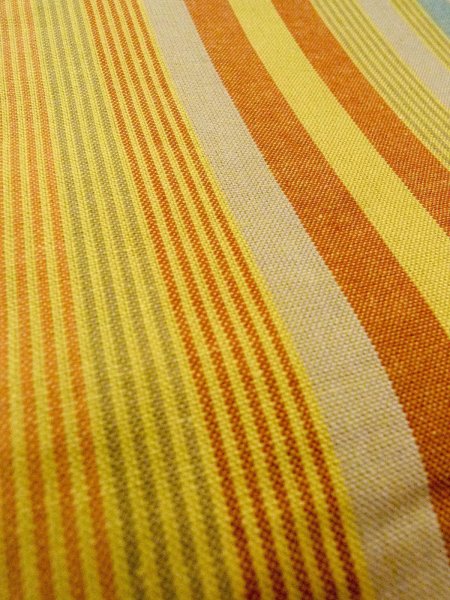 Photo8: O0207H Vintage Japanese Kimono Pale Grayish Multi Color HANHABA OBI half width sash Stripes Cotton. (Grade B) (8)