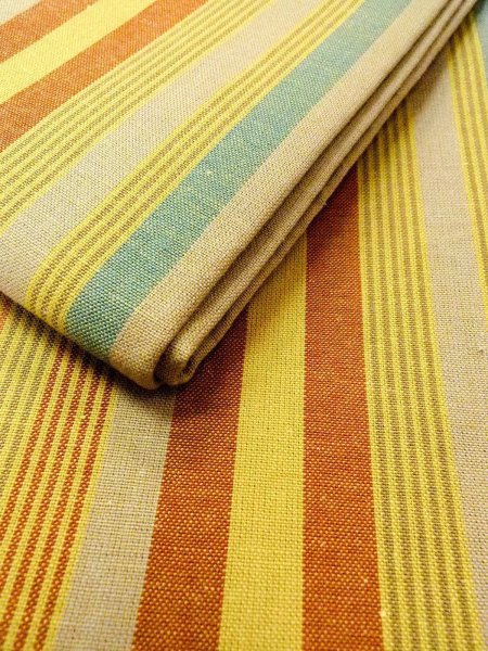 Photo9: O0207H Vintage Japanese Kimono Pale Grayish Multi Color HANHABA OBI half width sash Stripes Cotton. (Grade B) (9)