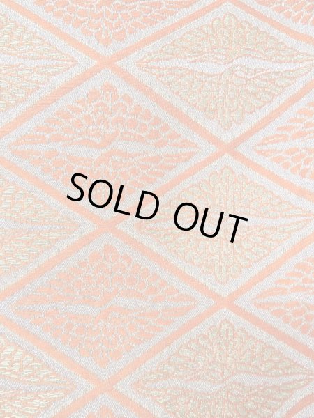 Photo2: Mint O0207J Vintage Japanese Kimono   Orange HANHABA OBI half width sash Bird Silk. (Grade A) (2)