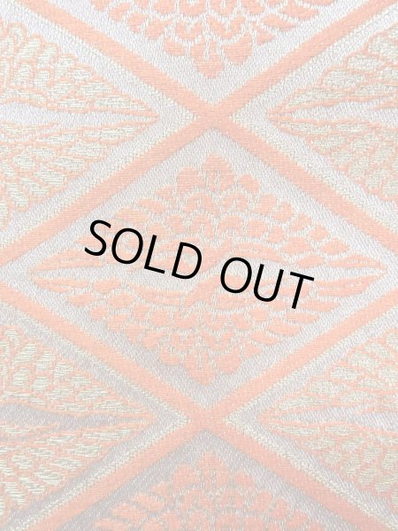 Photo4: Mint O0207J Vintage Japanese Kimono   Orange HANHABA OBI half width sash Bird Silk. (Grade A) (4)