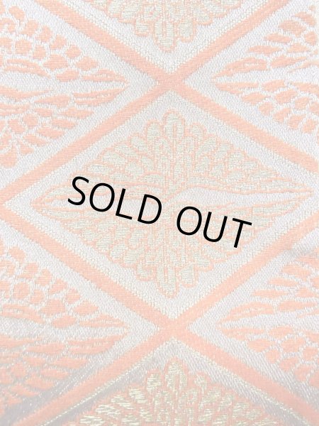 Photo5: Mint O0207J Vintage Japanese Kimono   Orange HANHABA OBI half width sash Bird Silk. (Grade A) (5)