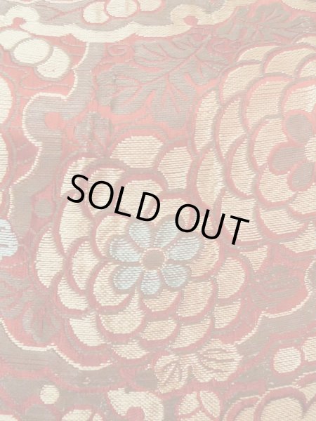 Photo6: O0207L Vintage Japanese Kimono  Brownish Gray HANHABA OBI half width sash Chrysanthemum Silk. (Grade D) (6)