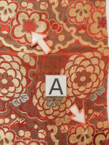 Photo11: O0207L Vintage Japanese Kimono  Brownish Gray HANHABA OBI half width sash Chrysanthemum Silk. (Grade D) (11)