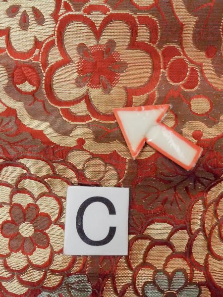 Photo13: O0207L Vintage Japanese Kimono  Brownish Gray HANHABA OBI half width sash Chrysanthemum Silk. (Grade D) (13)