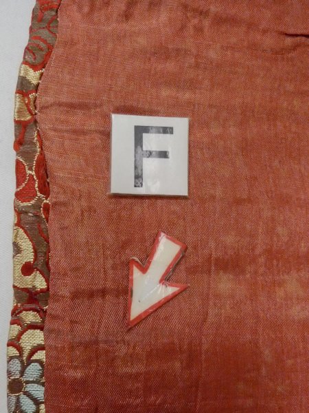 Photo16: O0207L Vintage Japanese Kimono  Brownish Gray HANHABA OBI half width sash Chrysanthemum Silk. (Grade D) (16)