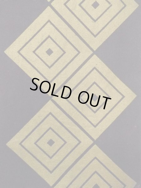 Photo3: O0207M Vintage Japanese Kimono   Black HANHABA OBI half width sash Lozenges Cotton. (Grade B) (3)