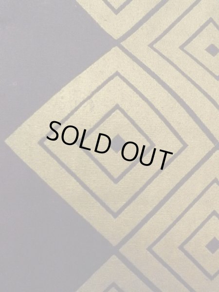 Photo4: O0207M Vintage Japanese Kimono   Black HANHABA OBI half width sash Lozenges Cotton. (Grade B) (4)