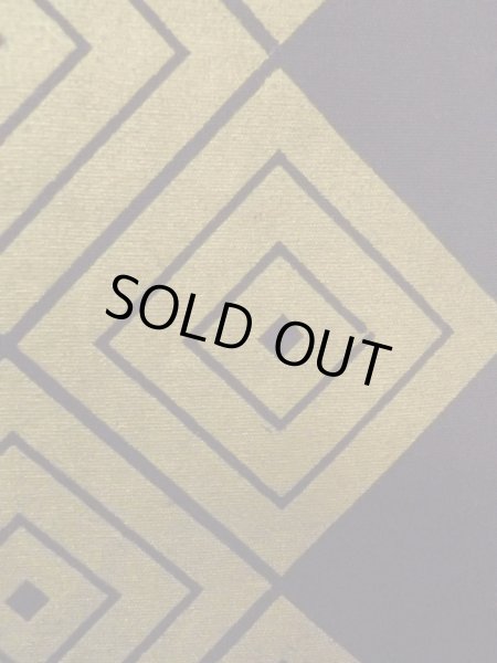 Photo5: O0207M Vintage Japanese Kimono   Black HANHABA OBI half width sash Lozenges Cotton. (Grade B) (5)