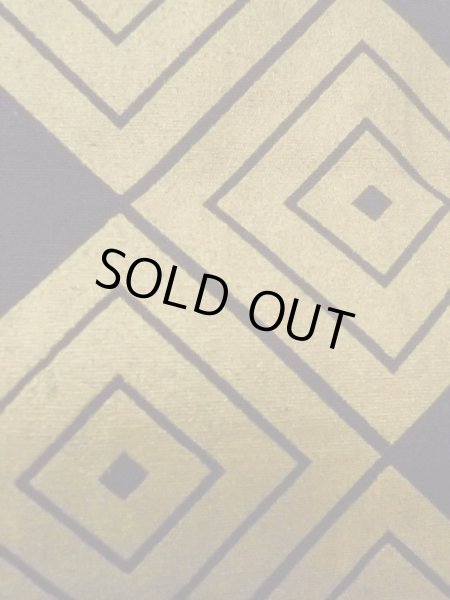 Photo6: O0207M Vintage Japanese Kimono   Black HANHABA OBI half width sash Lozenges Cotton. (Grade B) (6)