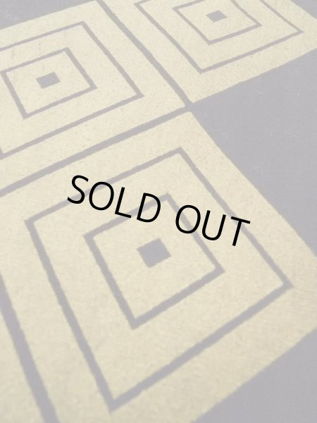 Photo7: O0207M Vintage Japanese Kimono   Black HANHABA OBI half width sash Lozenges Cotton. (Grade B) (7)