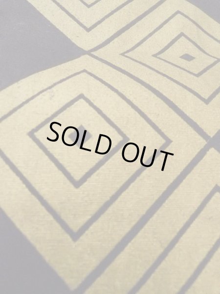 Photo8: O0207M Vintage Japanese Kimono   Black HANHABA OBI half width sash Lozenges Cotton. (Grade B) (8)