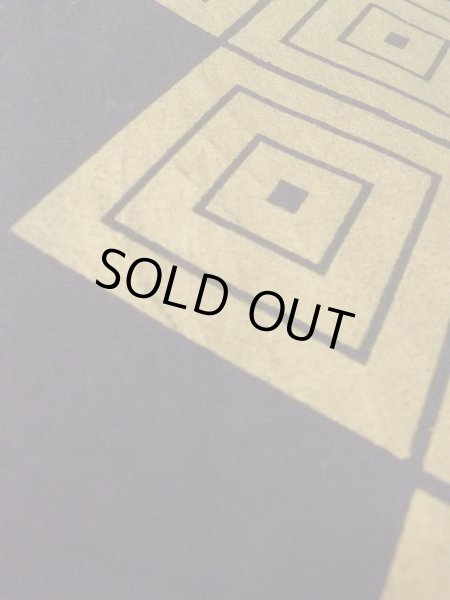 Photo9: O0207M Vintage Japanese Kimono   Black HANHABA OBI half width sash Lozenges Cotton. (Grade B) (9)