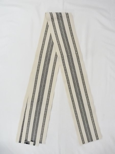 Photo1: Mint O0207N Vintage Japanese Kimono   Ivory HANHABA OBI half width sash KENJO pattern(A prestigious pattern meaning that it was presented to the Shogunate.) Wool. (Grade A) (1)