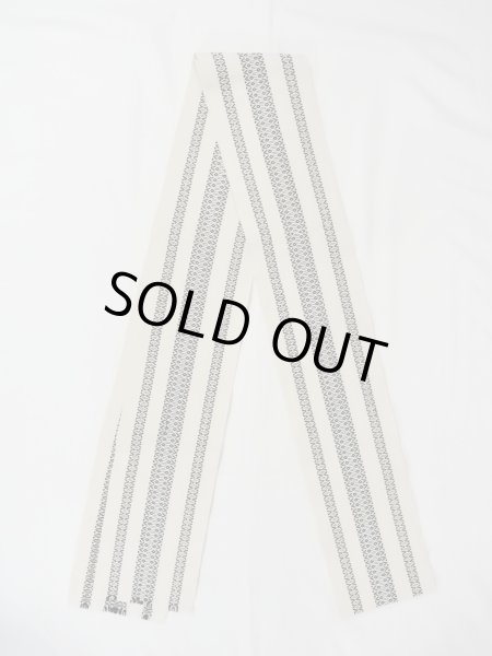 Photo2: Mint O0207N Vintage Japanese Kimono   Ivory HANHABA OBI half width sash KENJO pattern(A prestigious pattern meaning that it was presented to the Shogunate.) Wool. (Grade A) (2)
