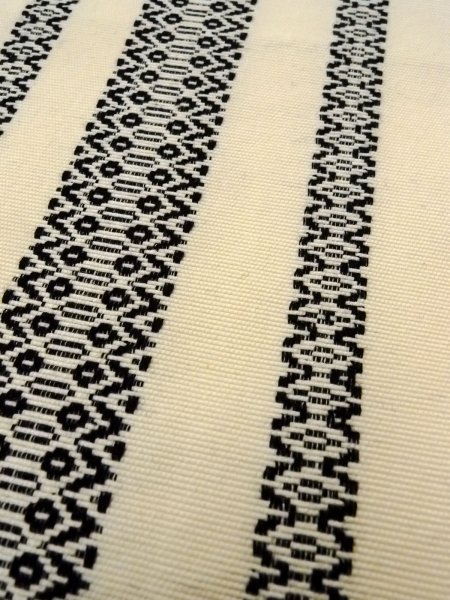 Photo6: Mint O0207N Vintage Japanese Kimono   Ivory HANHABA OBI half width sash KENJO pattern(A prestigious pattern meaning that it was presented to the Shogunate.) Wool. (Grade A) (6)