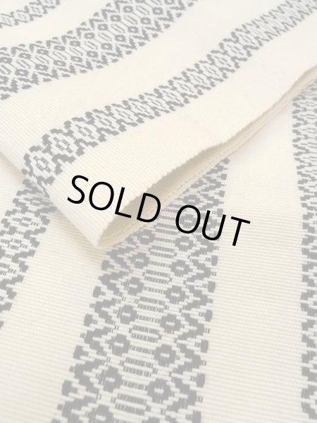 Photo9: Mint O0207N Vintage Japanese Kimono   Ivory HANHABA OBI half width sash KENJO pattern(A prestigious pattern meaning that it was presented to the Shogunate.) Wool. (Grade A) (9)