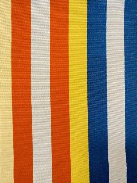 Photo2: O0207O Vintage Japanese Kimono   Multi Color HANHABA OBI half width sash Stripes Silk. (Grade C) (2)