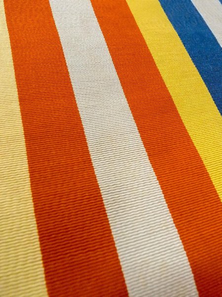 Photo6: O0207O Vintage Japanese Kimono   Multi Color HANHABA OBI half width sash Stripes Silk. (Grade C) (6)