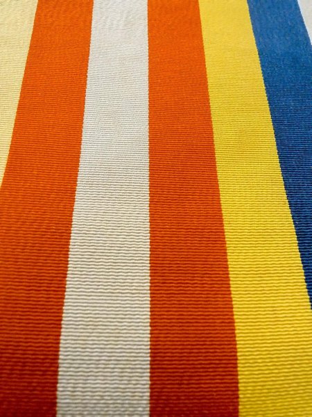 Photo7: O0207O Vintage Japanese Kimono   Multi Color HANHABA OBI half width sash Stripes Silk. (Grade C) (7)