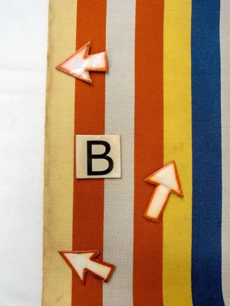 Photo11: O0207O Vintage Japanese Kimono   Multi Color HANHABA OBI half width sash Stripes Silk. (Grade C) (11)