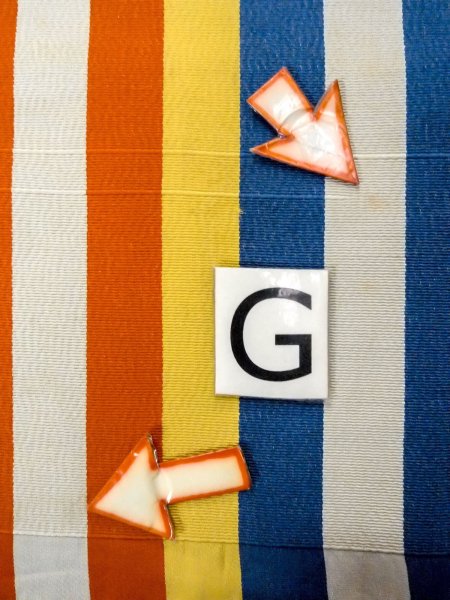 Photo16: O0207O Vintage Japanese Kimono   Multi Color HANHABA OBI half width sash Stripes Silk. (Grade C) (16)