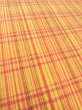 Photo8: O0207P Vintage Japanese Kimono   Yellow HANHABA OBI half width sash Plaid Checks Cotton. (Grade B) (8)