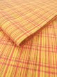 Photo9: O0207P Vintage Japanese Kimono   Yellow HANHABA OBI half width sash Plaid Checks Cotton. (Grade B) (9)