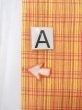Photo10: O0207P Vintage Japanese Kimono   Yellow HANHABA OBI half width sash Plaid Checks Cotton. (Grade B) (10)