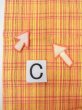 Photo12: O0207P Vintage Japanese Kimono   Yellow HANHABA OBI half width sash Plaid Checks Cotton. (Grade B) (12)