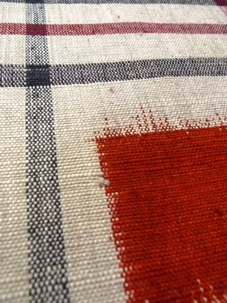 Photo9: O0207Q Vintage Japanese Kimono   Off White HANHABA OBI half width sash Quadrangle Cotton. (Grade B) (9)