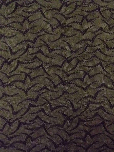 Photo4: O0207R Vintage Japanese Kimono  Dark Olive HANHABA OBI half width sash Bird Silk. (Grade D) (4)