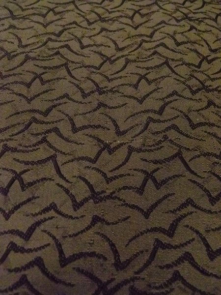 Photo8: O0207R Vintage Japanese Kimono  Dark Olive HANHABA OBI half width sash Bird Silk. (Grade D) (8)