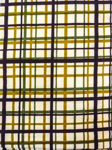 Photo2: O0207T Vintage Japanese Kimono   Off White HANHABA OBI half width sash Plaid Checks Cotton. (Grade C) (2)