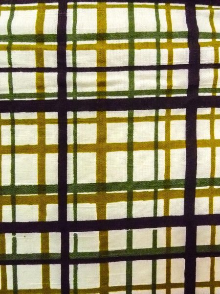 Photo5: O0207T Vintage Japanese Kimono   Off White HANHABA OBI half width sash Plaid Checks Cotton. (Grade C) (5)