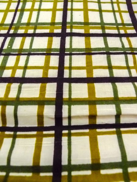Photo8: O0207T Vintage Japanese Kimono   Off White HANHABA OBI half width sash Plaid Checks Cotton. (Grade C) (8)