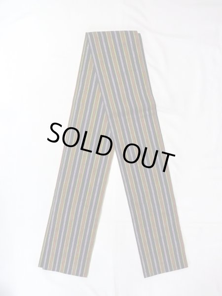 Photo1: O0207U Vintage Japanese Kimono   Navy Blue HANHABA OBI half width sash Stripes Cotton. (Grade A) (1)
