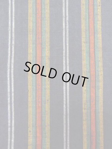 Photo5: O0207U Vintage Japanese Kimono   Navy Blue HANHABA OBI half width sash Stripes Cotton. (Grade A) (5)