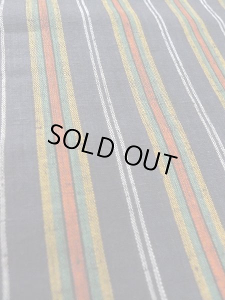 Photo9: O0207U Vintage Japanese Kimono   Navy Blue HANHABA OBI half width sash Stripes Cotton. (Grade A) (9)