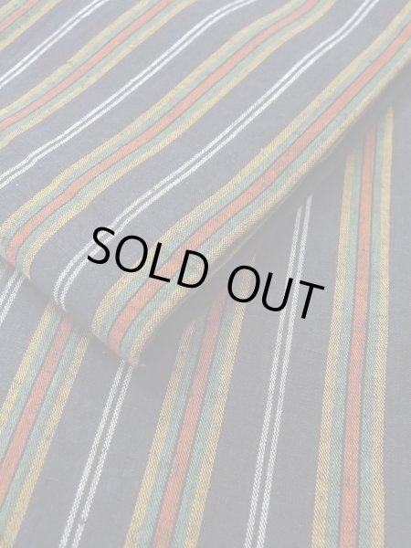 Photo10: O0207U Vintage Japanese Kimono   Navy Blue HANHABA OBI half width sash Stripes Cotton. (Grade A) (10)