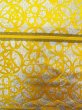 Photo11: O0207V Vintage Japanese Kimono   Yellow HANHABA OBI half width sash Abstract pattern Silk. (Grade A) (11)
