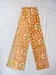 Photo1: O0207W Vintage Japanese Kimono   White HANHABA OBI half width sash Flower circle Silk. (Grade C) (1)